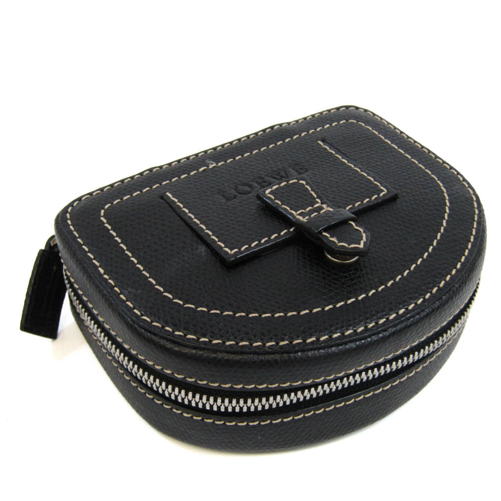 Loewe Crown Logo Women,Men Leather Pouch Black